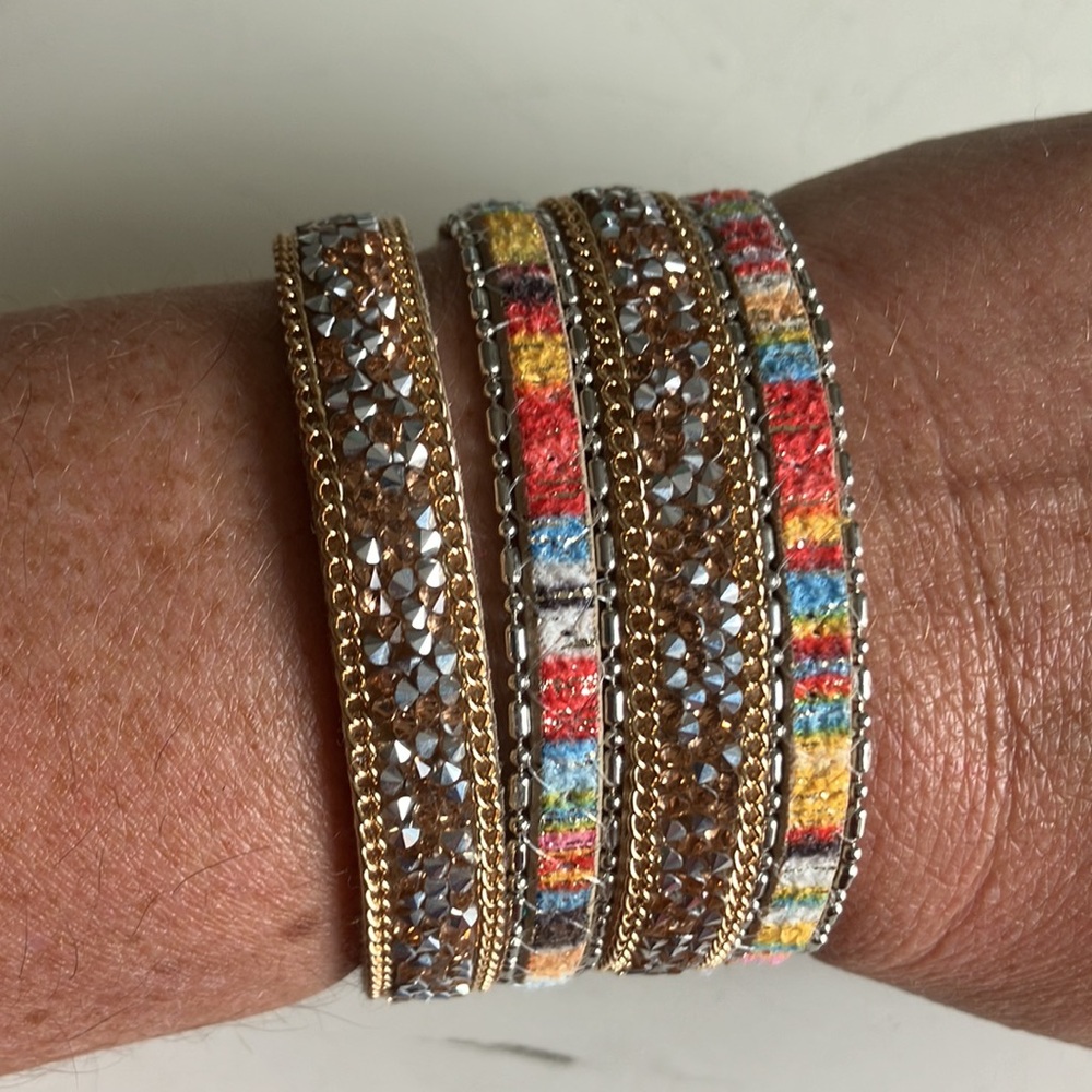 Colorful Beaded Bracelet with Gold Accents